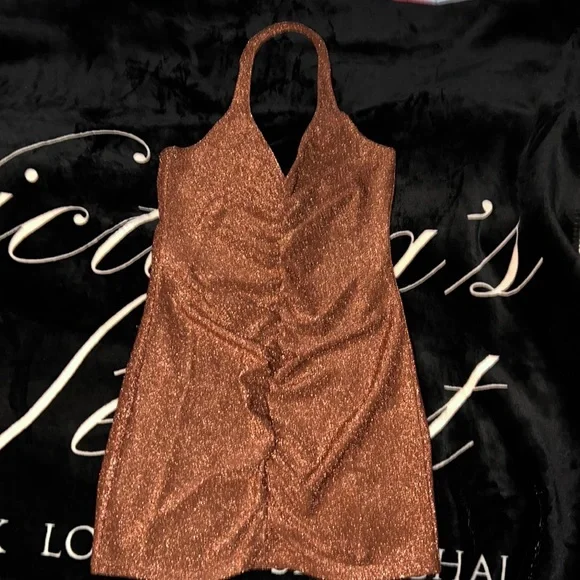 H&M | Dresses | Hm Brown Sparkly Halter Dress | Poshmark